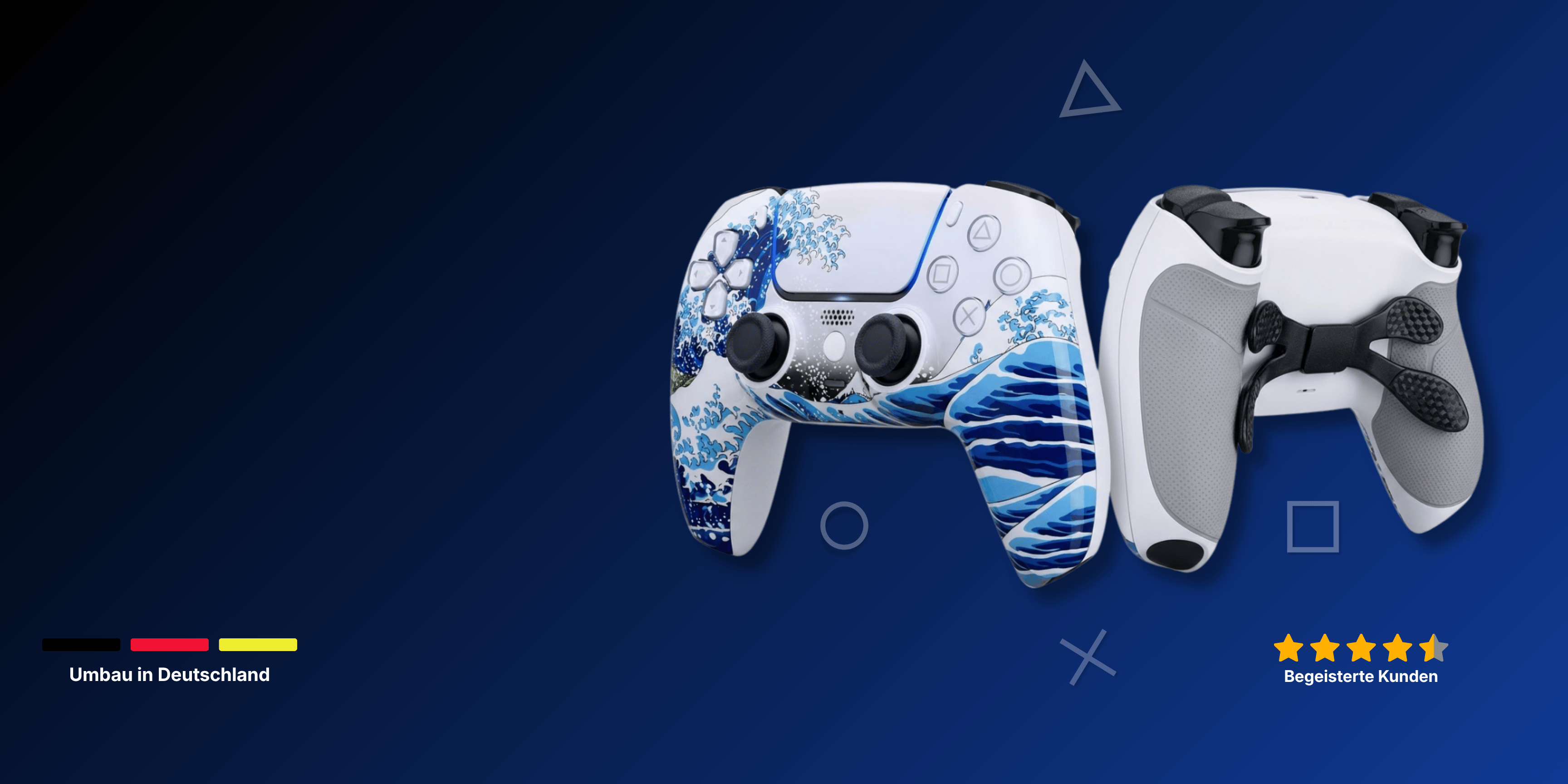 Custom PS5 Controller Ocean Design mit TMR Hall-Effect Sticks